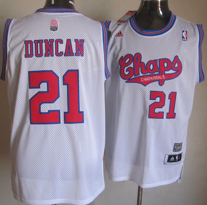  NBA Dallas Chaparrals 21 Tim Duncan Chaps ABA Hardwood Classics Swingman White Jersey